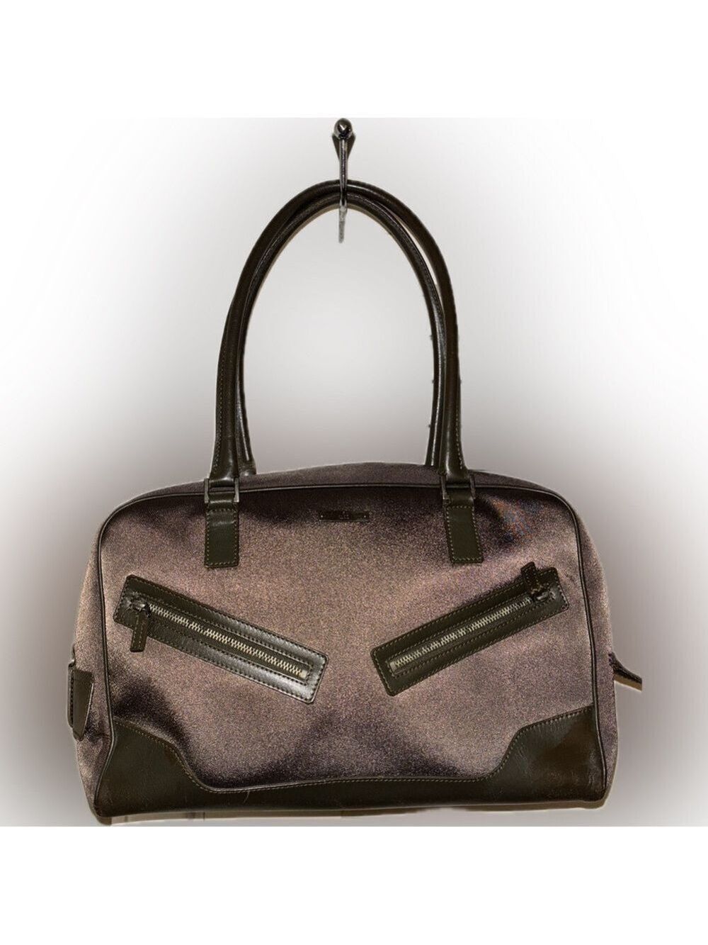 Gucci Guccissima Brown Bowler Bag- double zip with leather handles